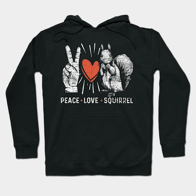 Peace Love Squirrel Grunge Hoodie by ShirtsShirtsndmoreShirts